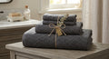 Greywood Vine Hand Block Printed Cotton Bath & Hand Towels