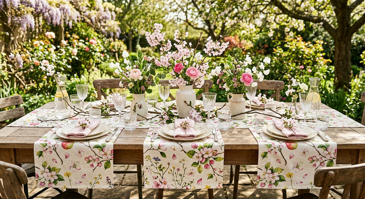Spring Blossom Hand Block Printed Cotton Table Runner