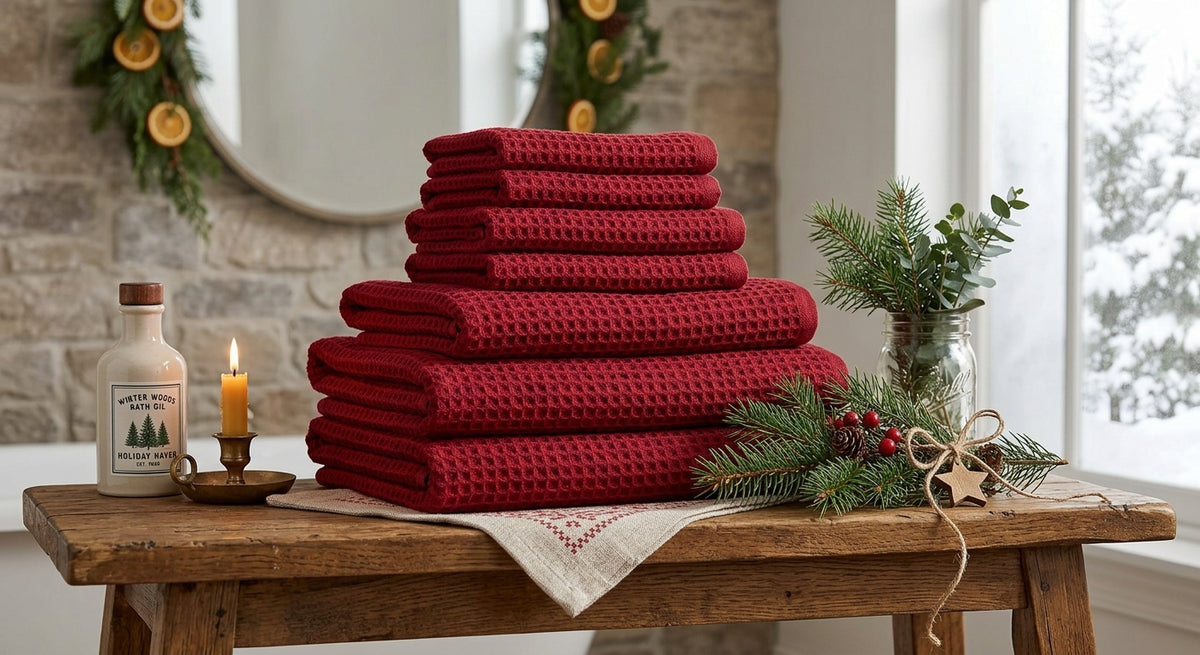 Holiday Haven Hand Block Printed Cotton Bath & Hand Towels