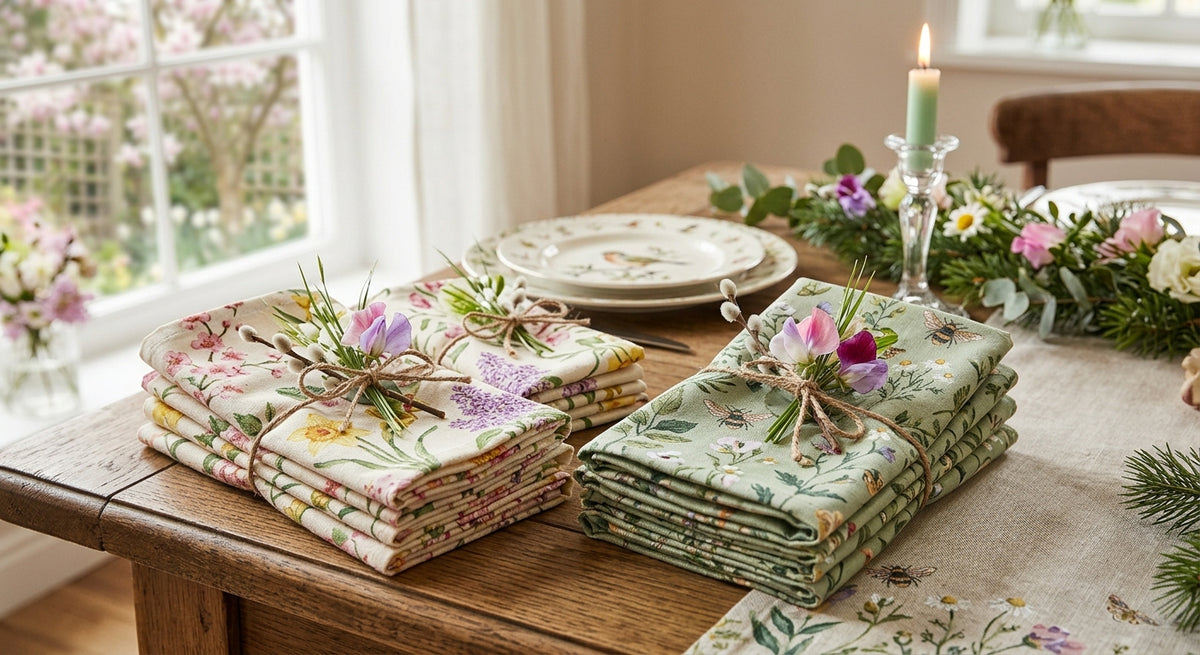 Spring Blossom Hand Block Printed Cotton Napkins – Set of 6