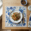 Azure Bloom Hand Block Printed Cotton Placemats – Set of 6