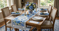 Azure Bloom Hand Block Printed Cotton Table Runner