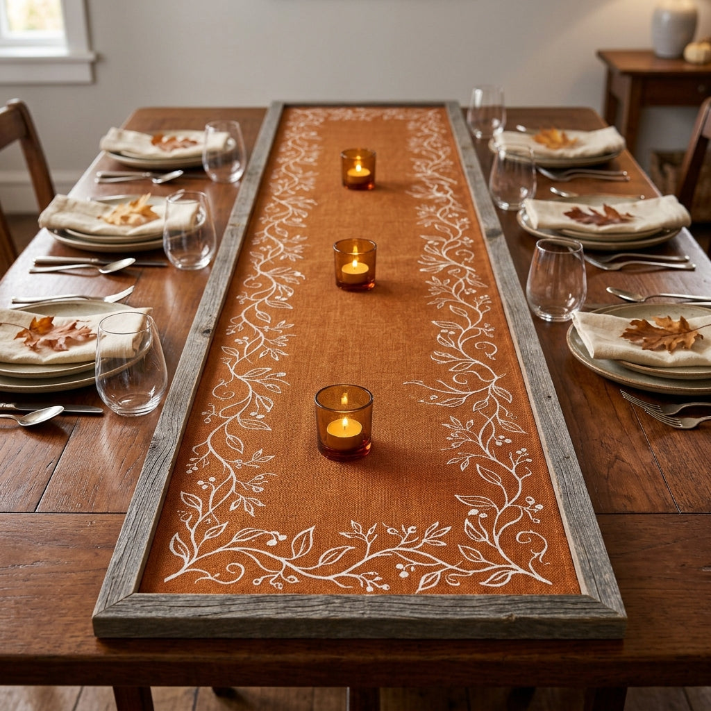 Amber Harvest Hand Block Printed Cotton Table Runner