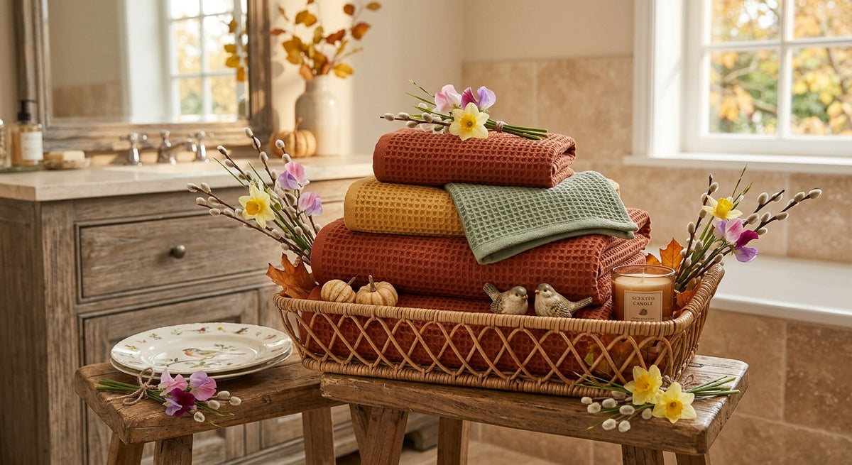 Amber Harvest Hand Block Printed Cotton Bath & Hand Towels