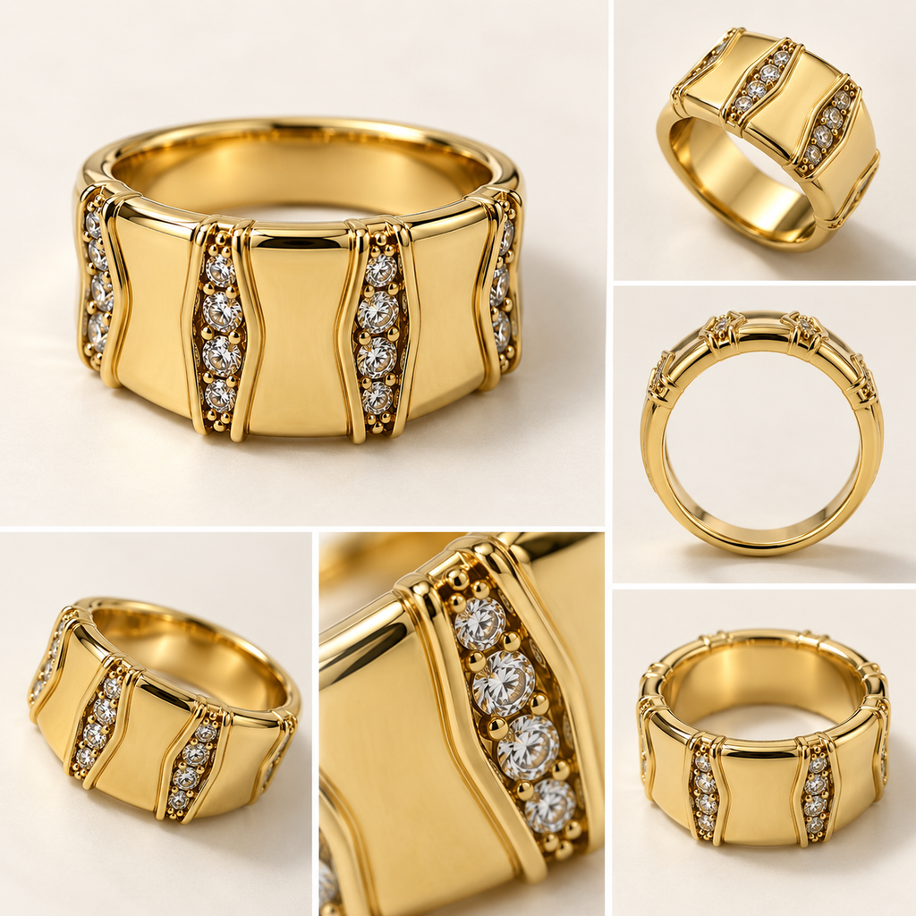 Aurelia 18K Gold Plated Pavé Statement Ring