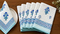 Azure Bloom Hand Block Printed Cotton Napkins – Set of 6