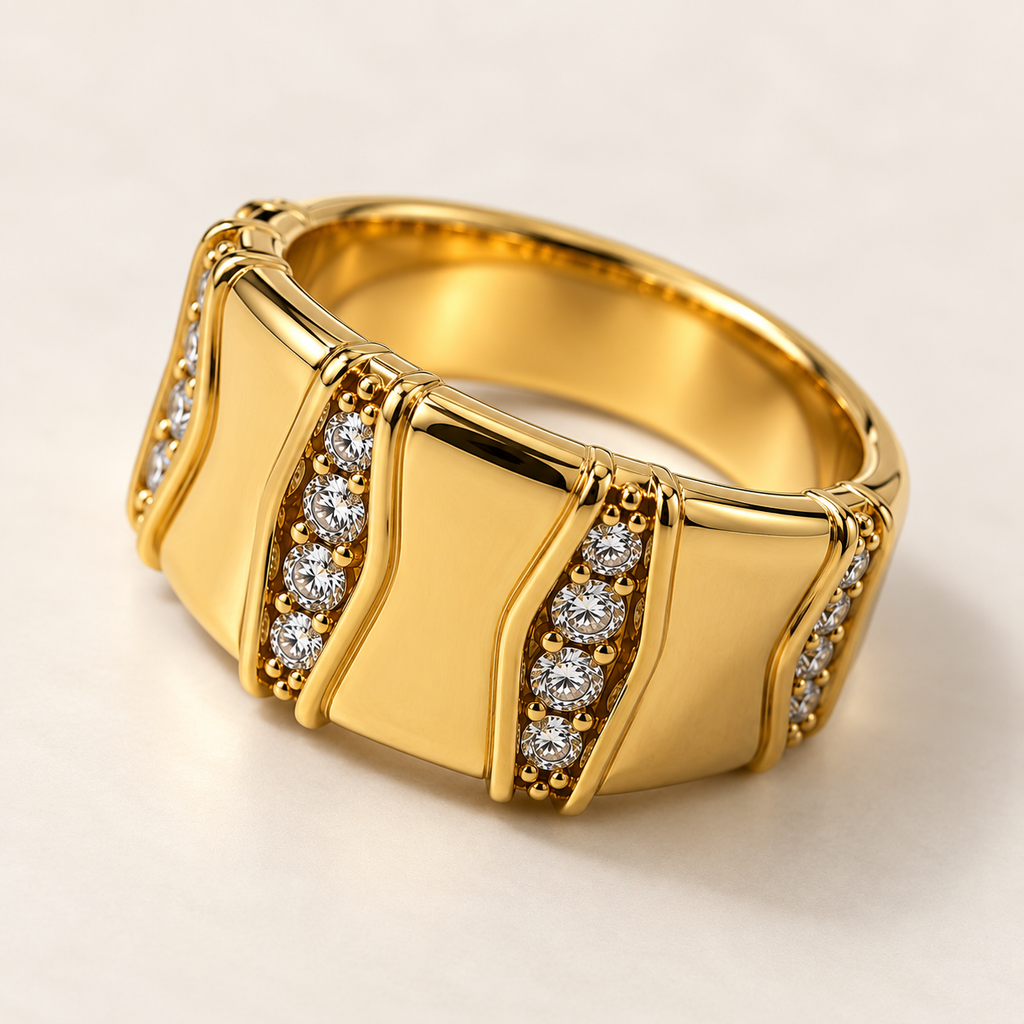 Aurelia 18K Gold Plated Pavé Statement Ring