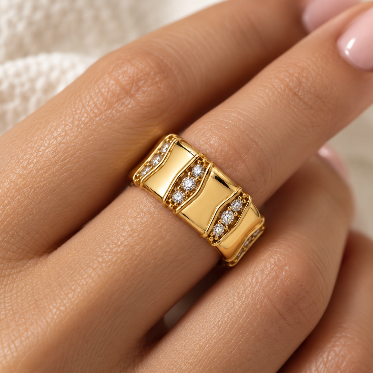 Aurelia 18K Gold Plated Pavé Statement Ring