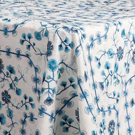 Azure Bloom Hand Block Printed Tablecloth
