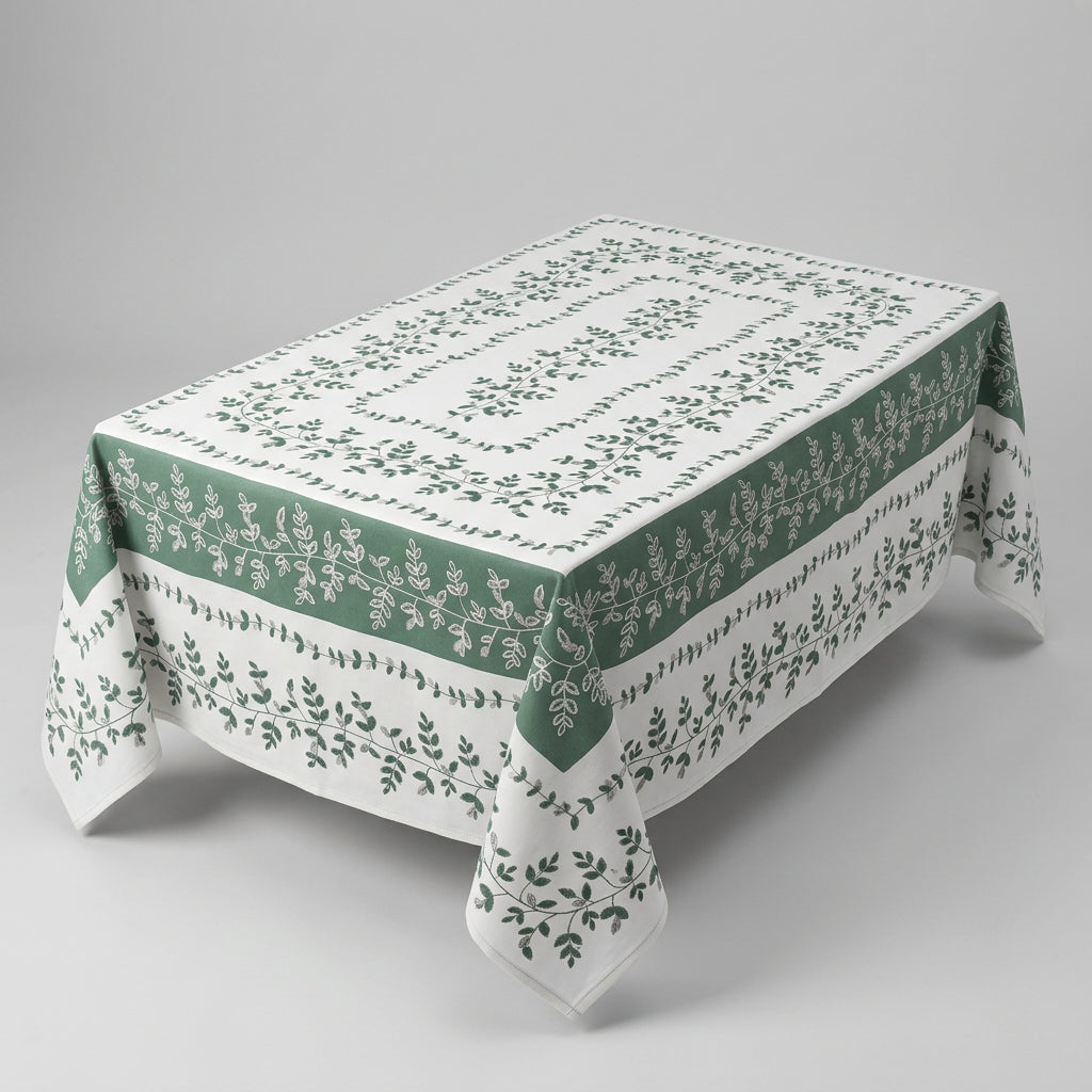 Greywood Vine Hand Block Printed Tablecloth