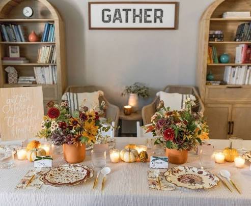Amber Harvest Hand Block Printed Tablecloth