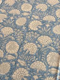 Azure Bloom Hand Block Printed Tablecloth
